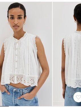 Never worn sleeveless eyelet blouse